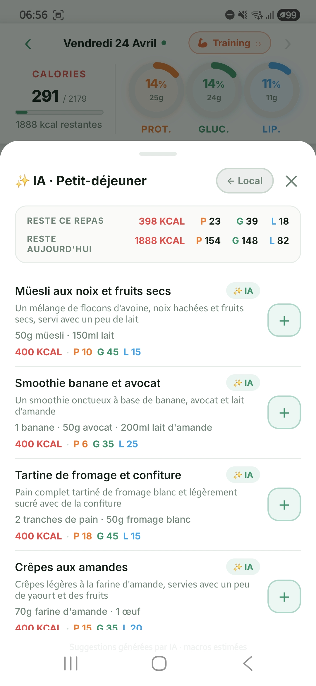 Suggestions IA NutriMe